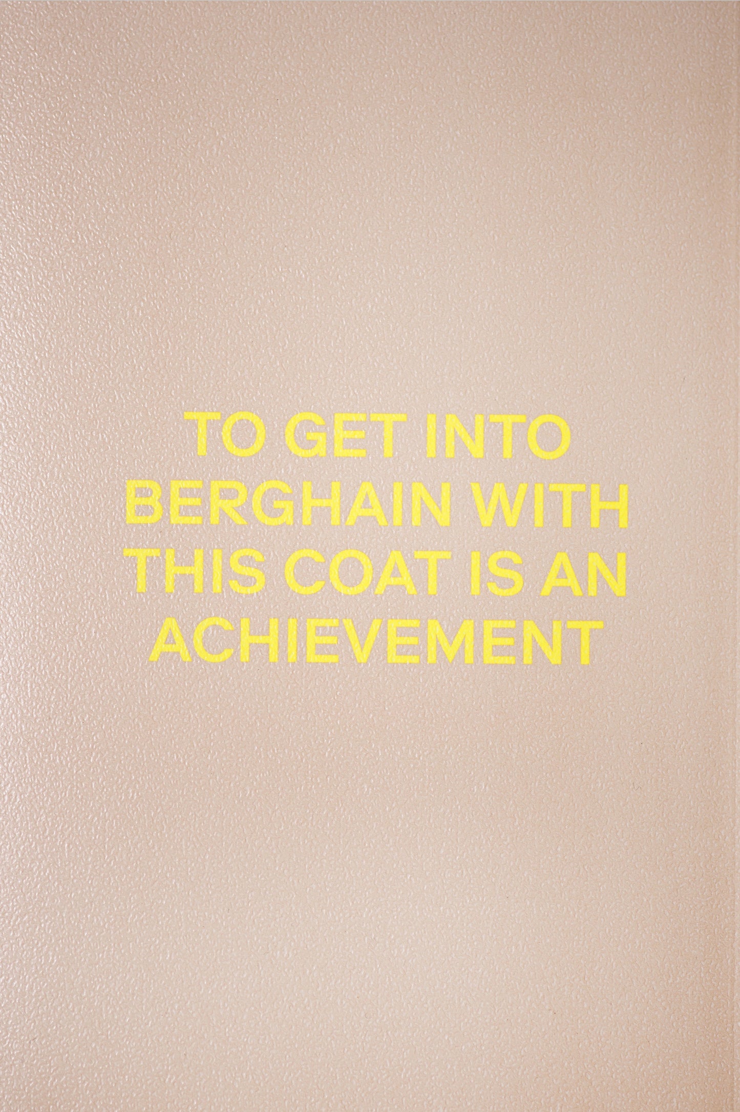 Foreground 01: to get into Berghain with this coat is an achievement by Carmel Rubinstein